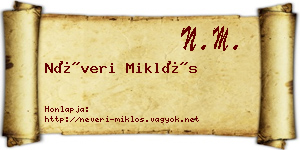 Néveri Miklós névjegykártya